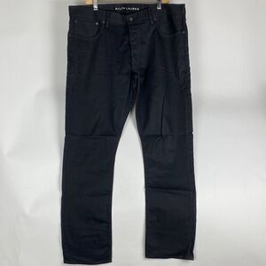 Ralph Lauren Black Label Jeans Straight Leg Black Button Fly Mens Size 38 X 32